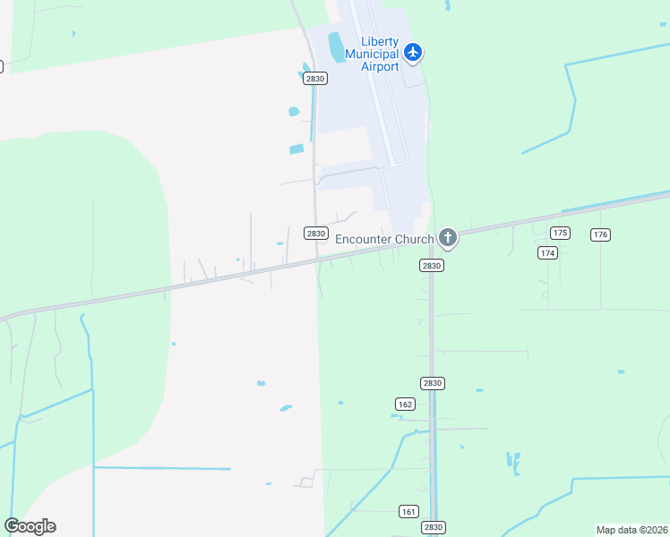 map of restaurants, bars, coffee shops, grocery stores, and more near 26 Farm to Market 2830 in Liberty