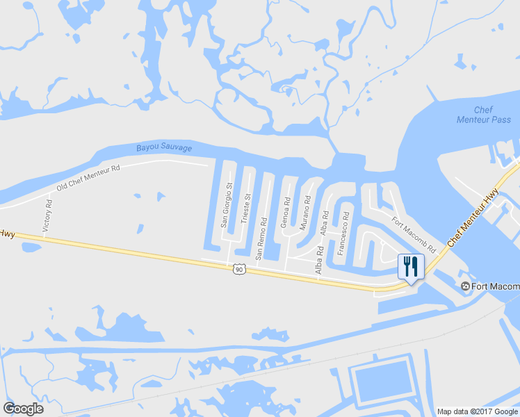 map of restaurants, bars, coffee shops, grocery stores, and more near 4361 San Remo Road in New Orleans