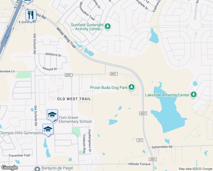 map of restaurants, bars, coffee shops, grocery stores, and more near 5087 Farm to Market Road 2001 in Buda