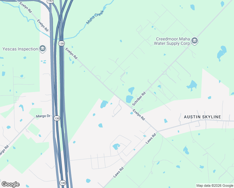 map of restaurants, bars, coffee shops, grocery stores, and more near 8512 Evelyn Road in Buda