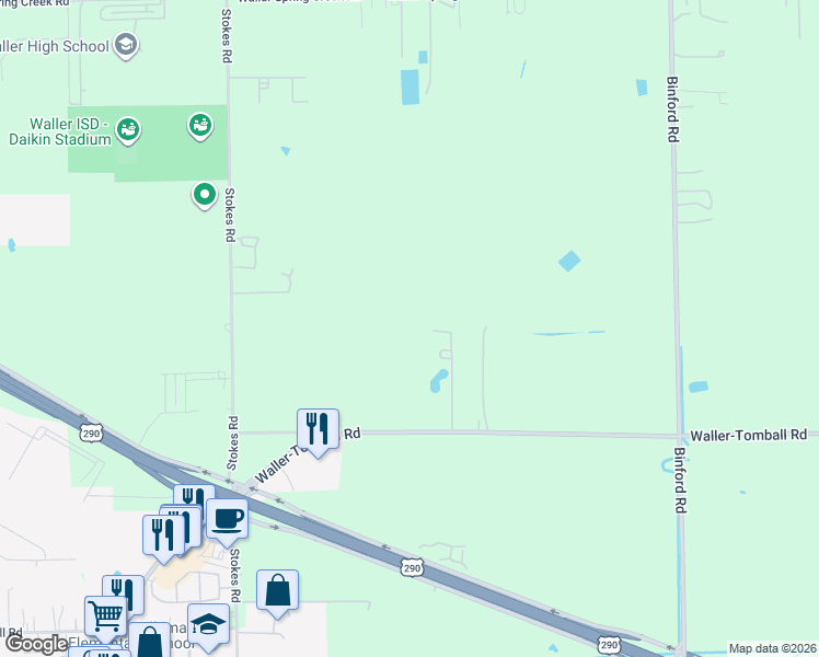 map of restaurants, bars, coffee shops, grocery stores, and more near 30550 Farm to Market 2920 in Waller