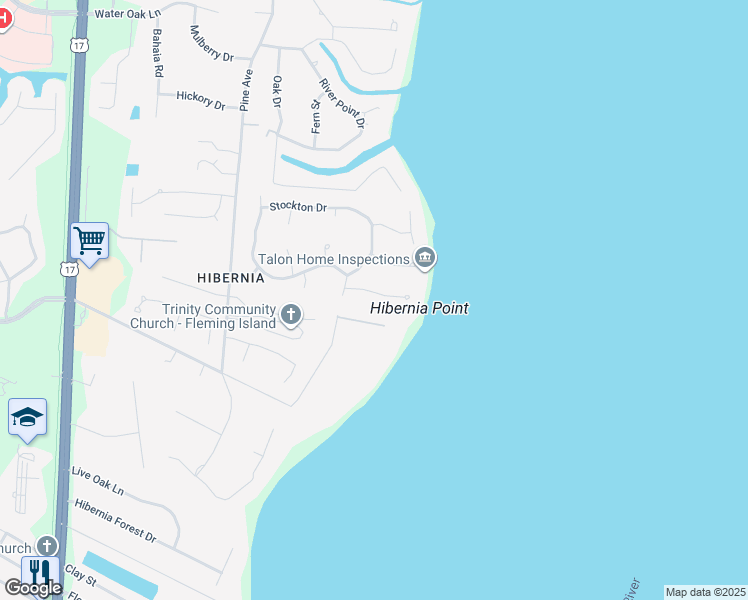 map of restaurants, bars, coffee shops, grocery stores, and more near 1491 Kathleen Way in Fleming Island