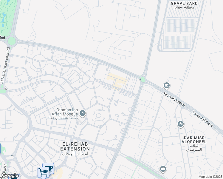 map of restaurants, bars, coffee shops, grocery stores, and more near السوق الشرقي in Second New Cairo