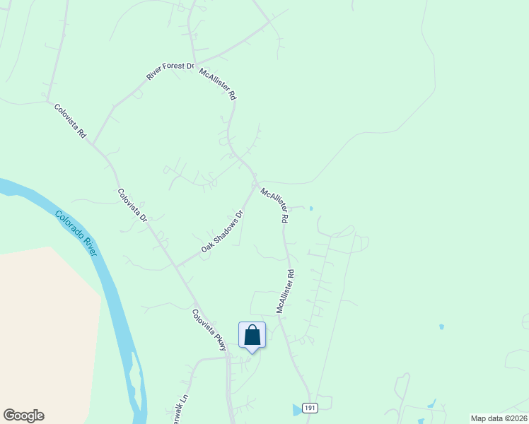 map of restaurants, bars, coffee shops, grocery stores, and more near 175-205 Oak Shadows Drive in Bastrop