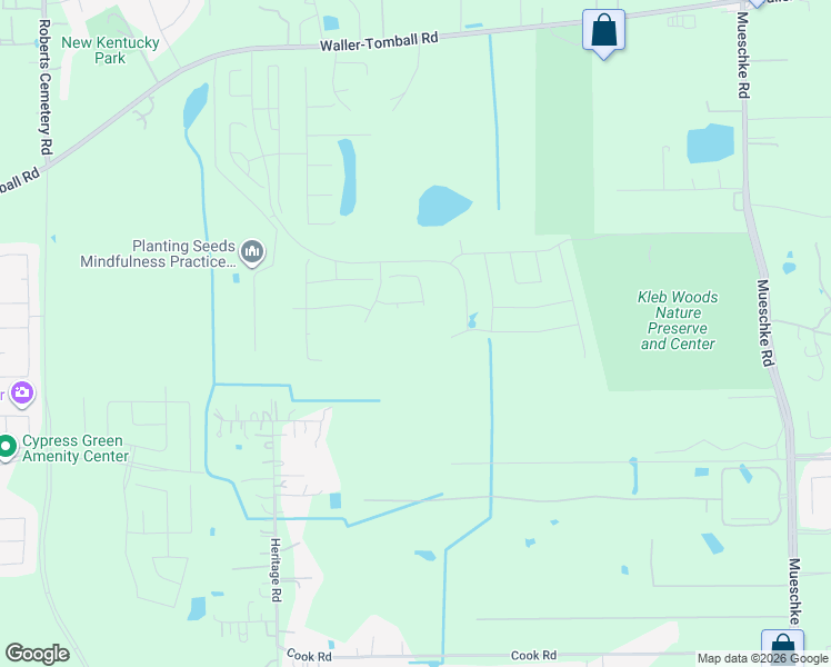 map of restaurants, bars, coffee shops, grocery stores, and more near 21110 Meadowview in Tomball