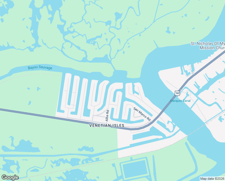 map of restaurants, bars, coffee shops, grocery stores, and more near 4631 Alba Road in New Orleans