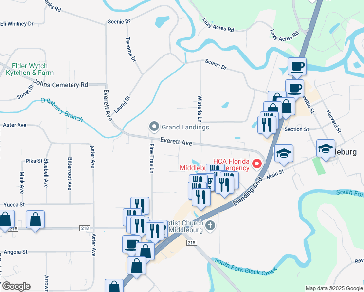 map of restaurants, bars, coffee shops, grocery stores, and more near 4097 Everett Avenue in Middleburg
