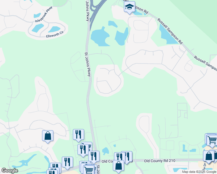map of restaurants, bars, coffee shops, grocery stores, and more near 113 Berot Circle in Saint Johns