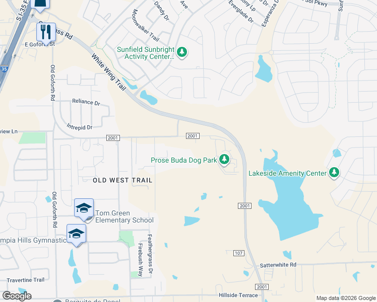 map of restaurants, bars, coffee shops, grocery stores, and more near 5087 Farm to Market Road 2001 in Buda