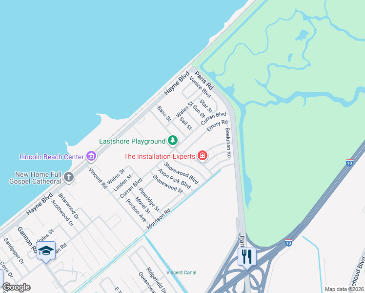 map of restaurants, bars, coffee shops, grocery stores, and more near 1462 Emory Road in New Orleans