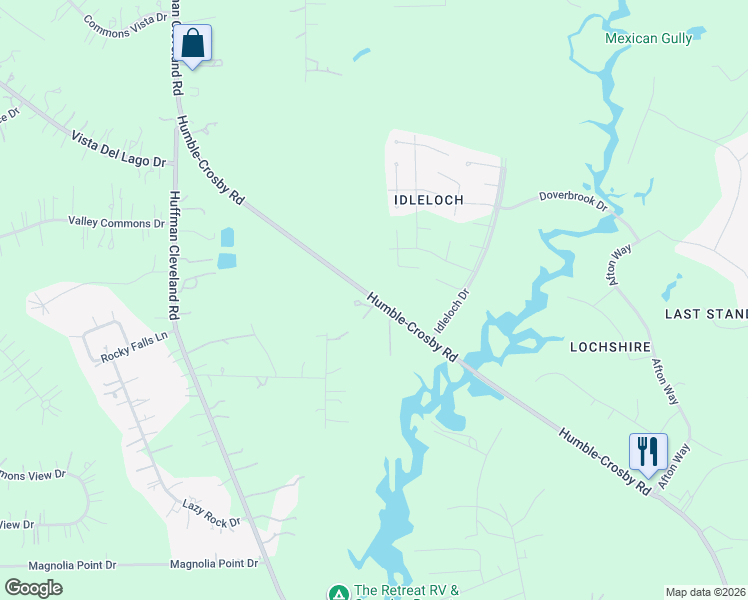 map of restaurants, bars, coffee shops, grocery stores, and more near 27811 Humble-Crosby Road in Huffman