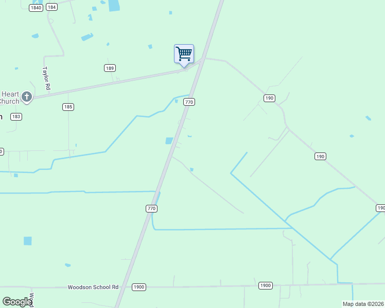map of restaurants, bars, coffee shops, grocery stores, and more near 2042 Farm to Market Road 770 in Liberty
