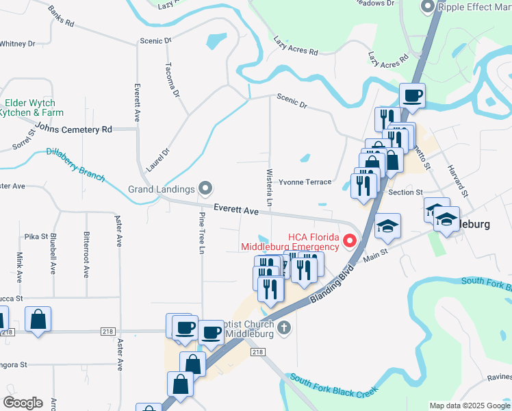 map of restaurants, bars, coffee shops, grocery stores, and more near 4088 Everett Avenue in Middleburg