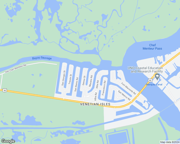 map of restaurants, bars, coffee shops, grocery stores, and more near 4640 Murano Road in New Orleans