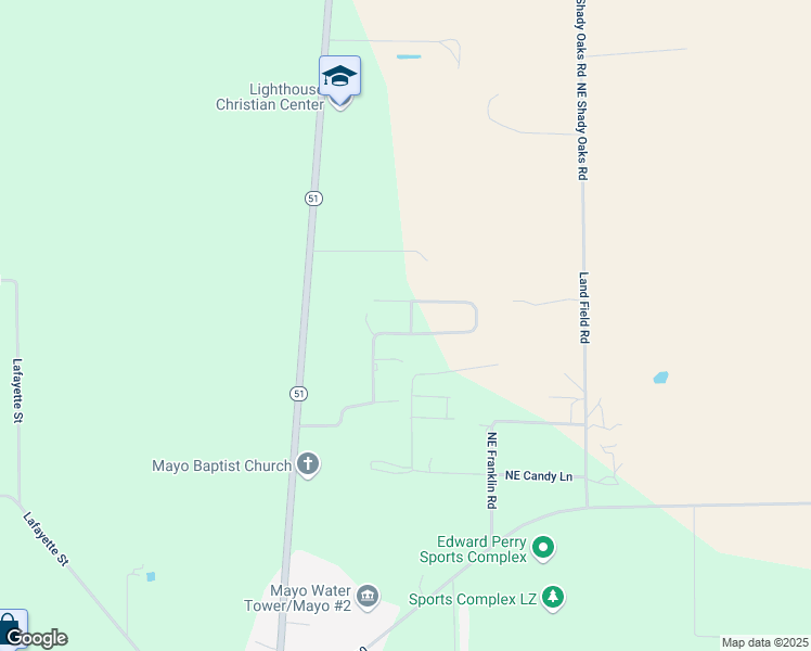 map of restaurants, bars, coffee shops, grocery stores, and more near 159 Northeast Northridge Drive in Mayo