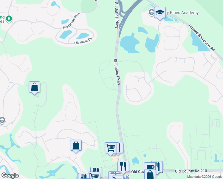map of restaurants, bars, coffee shops, grocery stores, and more near 41 Nelson Lane in Saint Johns