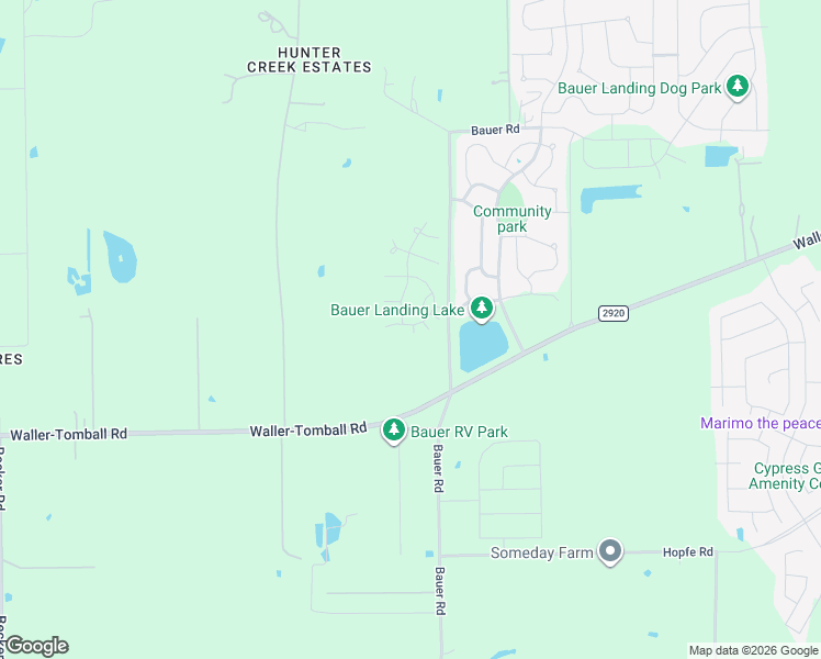 map of restaurants, bars, coffee shops, grocery stores, and more near 20401-20463 Bauer Road in Hockley