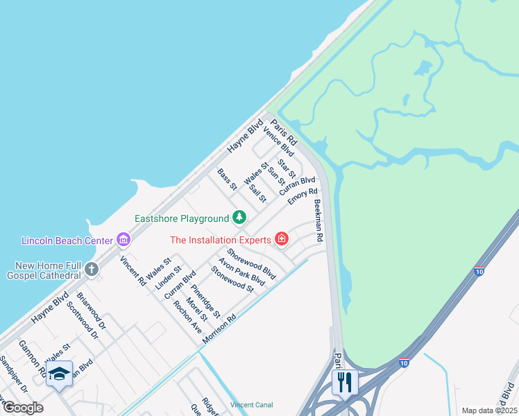 map of restaurants, bars, coffee shops, grocery stores, and more near 7801 Bass Street in New Orleans