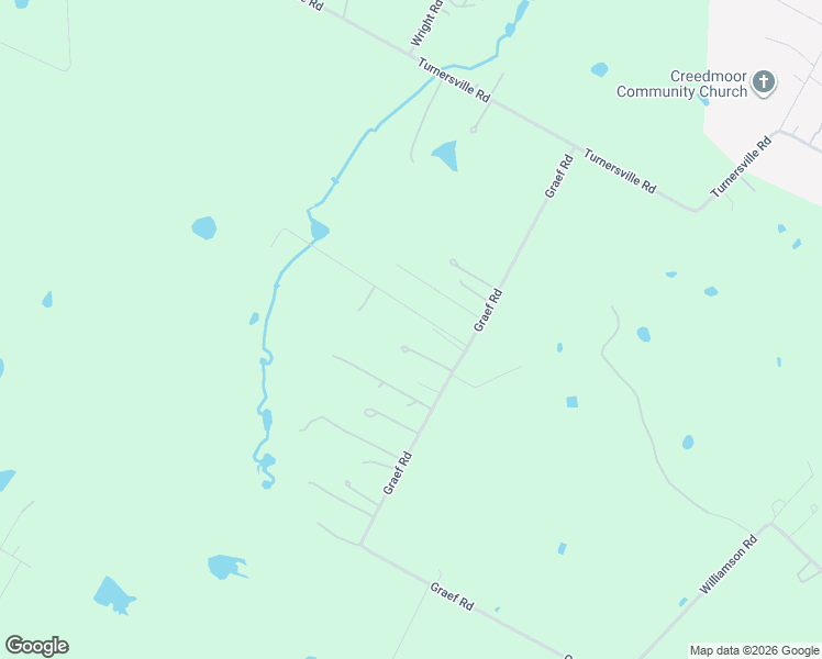 map of restaurants, bars, coffee shops, grocery stores, and more near 14102 Graef Road in Creedmoor