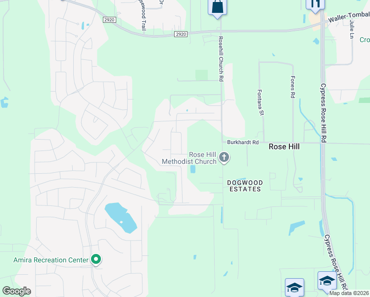 map of restaurants, bars, coffee shops, grocery stores, and more near 21210 Bush Brook Bend Path in Tomball