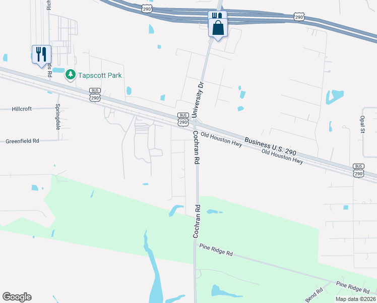 map of restaurants, bars, coffee shops, grocery stores, and more near 462 Joan Of Arc Drive in Prairie View