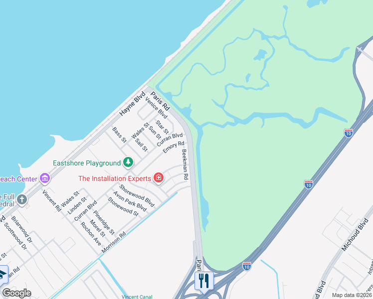 map of restaurants, bars, coffee shops, grocery stores, and more near 1 Venice Boulevard in New Orleans