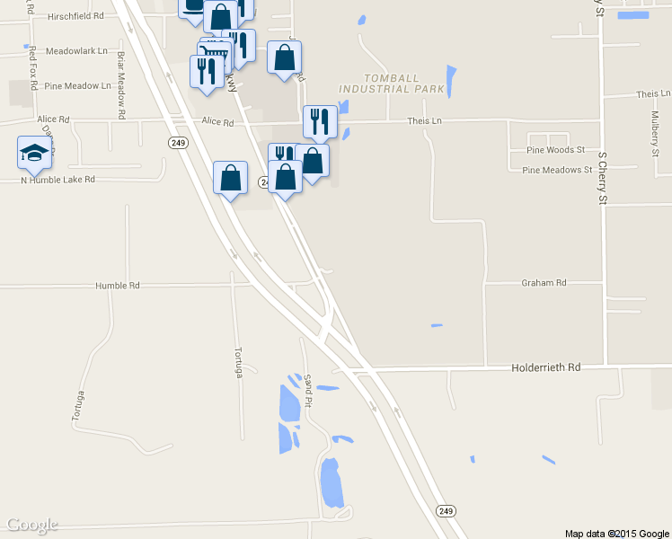 map of restaurants, bars, coffee shops, grocery stores, and more near 27210 Texas 249 in Tomball