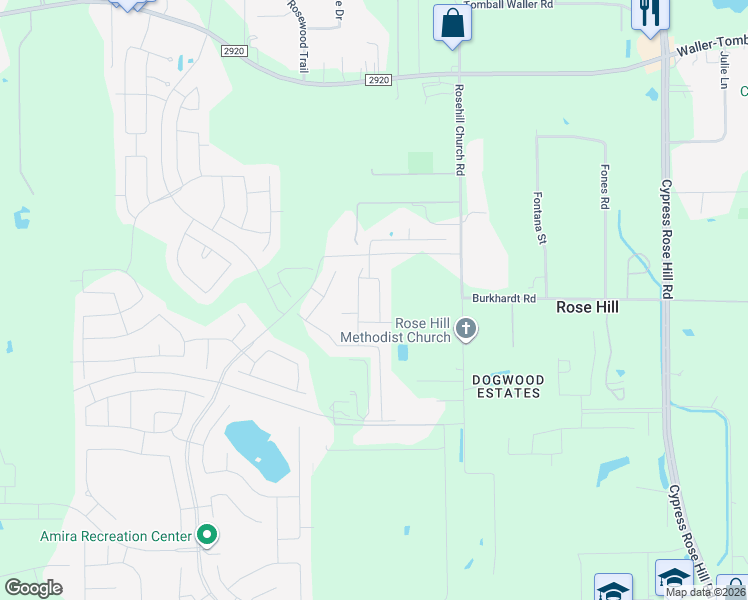 map of restaurants, bars, coffee shops, grocery stores, and more near 21210 Bush Brook Bend Path in Tomball