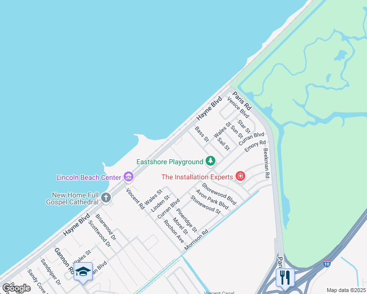 map of restaurants, bars, coffee shops, grocery stores, and more near 14500 Hayne Boulevard in New Orleans