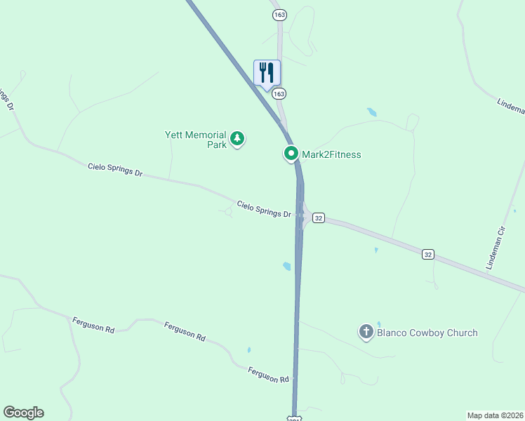 map of restaurants, bars, coffee shops, grocery stores, and more near 191 Cielo Springs Drive in Blanco