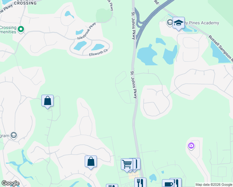 map of restaurants, bars, coffee shops, grocery stores, and more near 159 Richmond Drive in Saint Johns