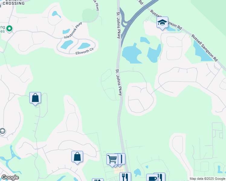 map of restaurants, bars, coffee shops, grocery stores, and more near 41 Nelson Lane in Saint Johns