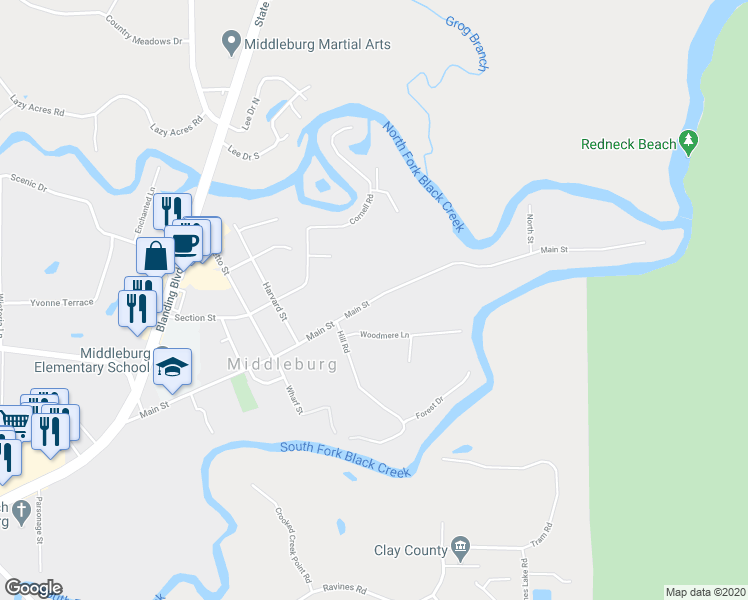 map of restaurants, bars, coffee shops, grocery stores, and more near 3835 Main Street in Middleburg