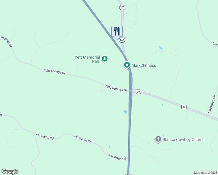 map of restaurants, bars, coffee shops, grocery stores, and more near 191 Cielo Springs Drive in Blanco