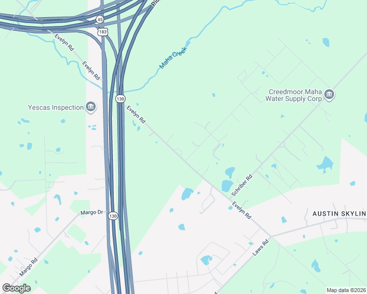 map of restaurants, bars, coffee shops, grocery stores, and more near 8512 Evelyn Road in Buda