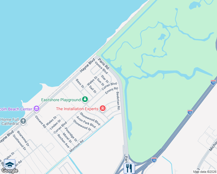 map of restaurants, bars, coffee shops, grocery stores, and more near 7809 Sun Street in New Orleans