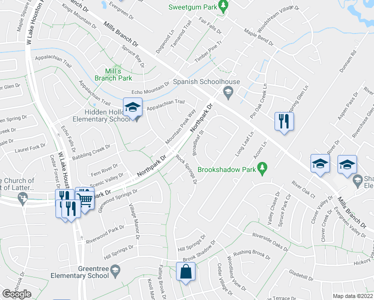 map of restaurants, bars, coffee shops, grocery stores, and more near 4310 Broadleaf Street in Houston