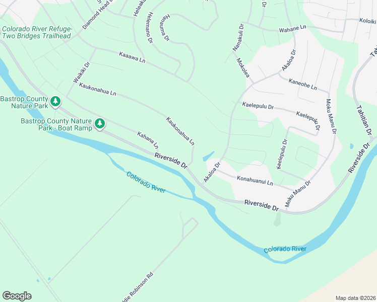 map of restaurants, bars, coffee shops, grocery stores, and more near 127 Kaukonahua Lane in Bastrop