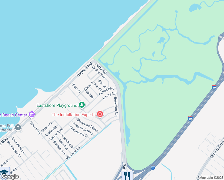 map of restaurants, bars, coffee shops, grocery stores, and more near 15036 Curran Boulevard in New Orleans