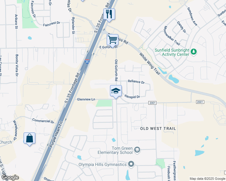 map of restaurants, bars, coffee shops, grocery stores, and more near 15 Claudia Drive in Buda