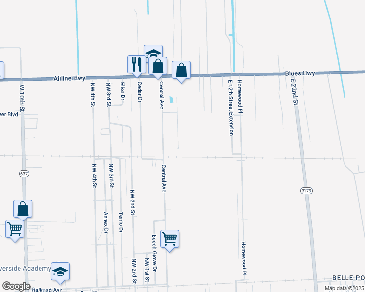 map of restaurants, bars, coffee shops, grocery stores, and more near 708 Emma Drive in Reserve