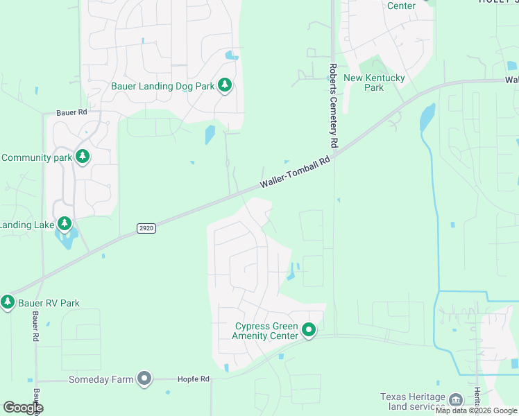 map of restaurants, bars, coffee shops, grocery stores, and more near Hopfe Road in Tomball