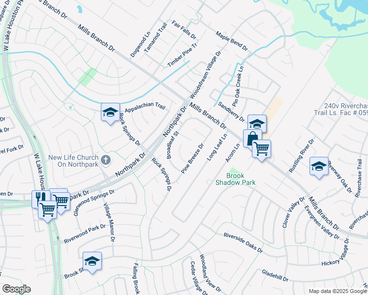 map of restaurants, bars, coffee shops, grocery stores, and more near 3738 Brookvale Court in Houston