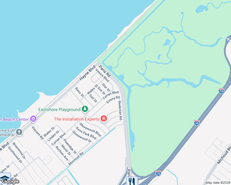 map of restaurants, bars, coffee shops, grocery stores, and more near 11941 Curran Boulevard in New Orleans