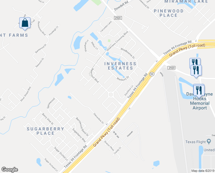 map of restaurants, bars, coffee shops, grocery stores, and more near 9426 Brannok Lane in Tomball