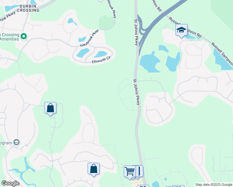 map of restaurants, bars, coffee shops, grocery stores, and more near 271 Richmond Drive in Saint Johns