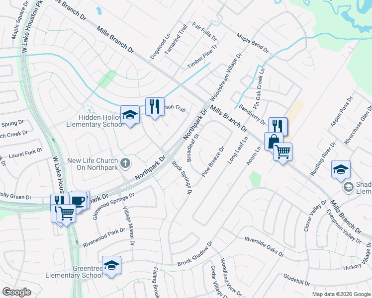 map of restaurants, bars, coffee shops, grocery stores, and more near 4310 Broadleaf Street in Houston