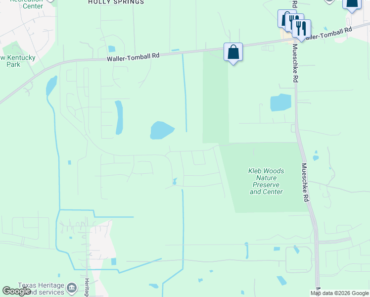 map of restaurants, bars, coffee shops, grocery stores, and more near 20311 Draper Road in Tomball