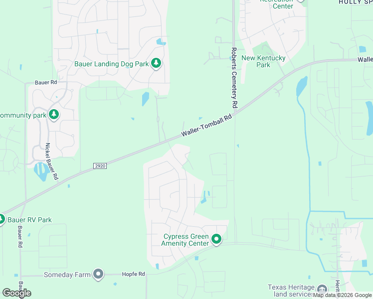 map of restaurants, bars, coffee shops, grocery stores, and more near Hopfe Road in Tomball