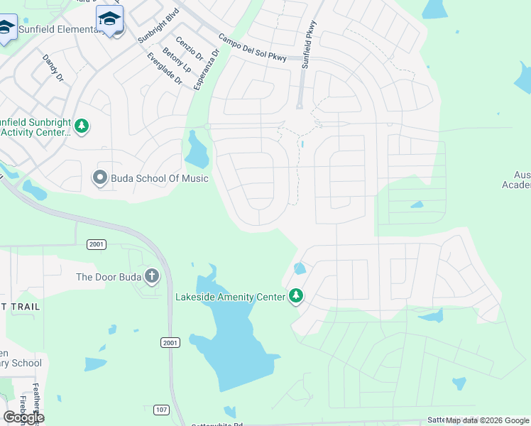map of restaurants, bars, coffee shops, grocery stores, and more near Sunfield Parkway in Mustang Ridge